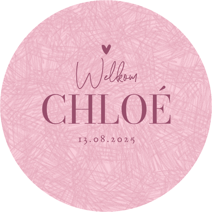 Geboortekaartjes - Cirkelkaart geboortekaartje meisje rond potlood effect roze