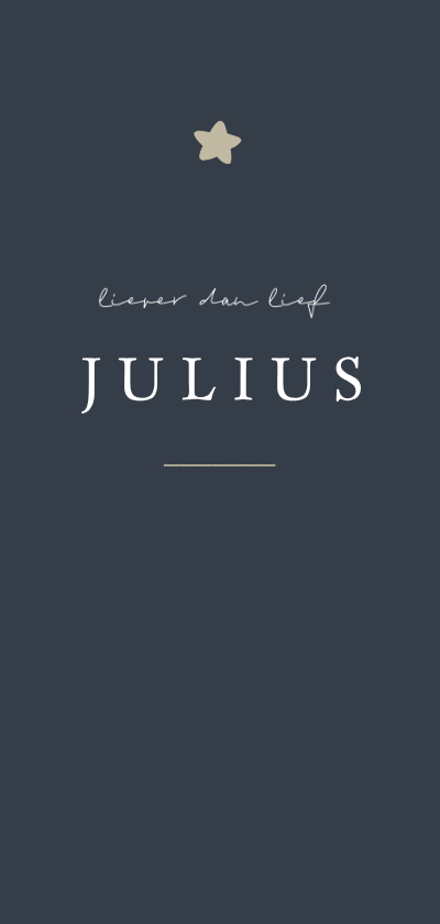 Geboortekaartjes - Donkerblauw minimalistisch geboortekaartje met bruine ster