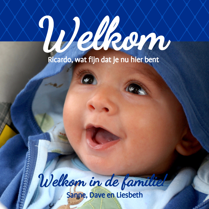 Foto 4kant Welkom - BK - Geboortekaartjes Geboortekaartjes - Foto 4kant Welkom - BK
