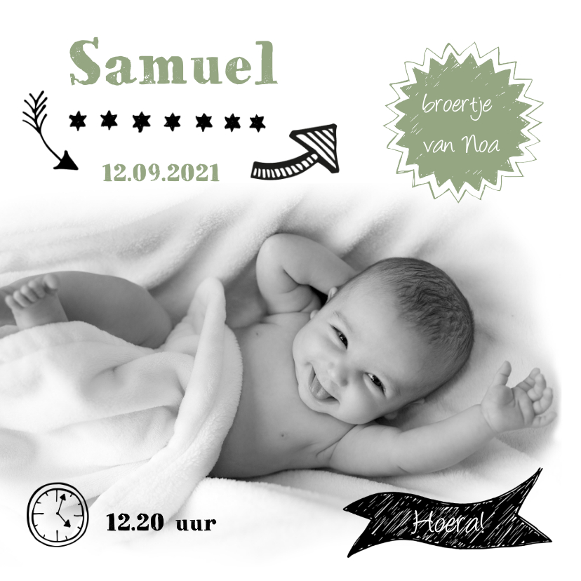 Foto geboortekaartje met tekening - Geboortekaartjes Geboortekaartjes - Foto geboortekaartje met tekening