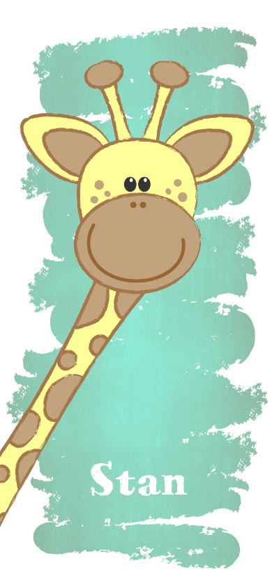 Geboorte hip dubbel langwerpig kaartje met lief girafje - Geboortekaartjes Geboortekaartjes - Geboorte hip dubbel langwerpig kaartje met lief girafje