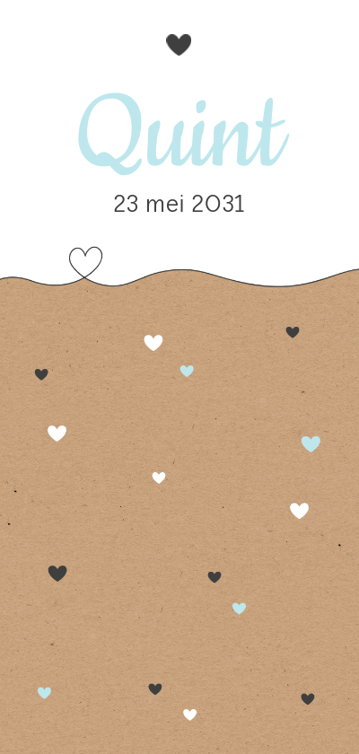 Geboorte - Kraft met hartjes, jongen - Geboortekaartjes Geboortekaartjes - Geboorte - Kraft met hartjes, jongen