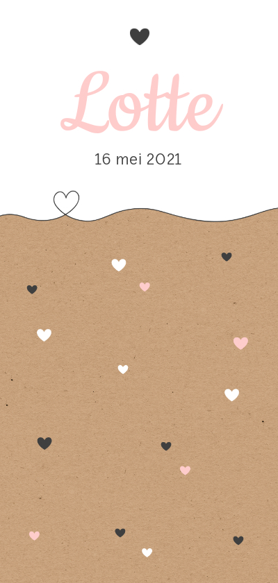 Geboorte - Kraft met hartjes - Geboortekaartjes Geboortekaartjes - Geboorte - Kraft met hartjes