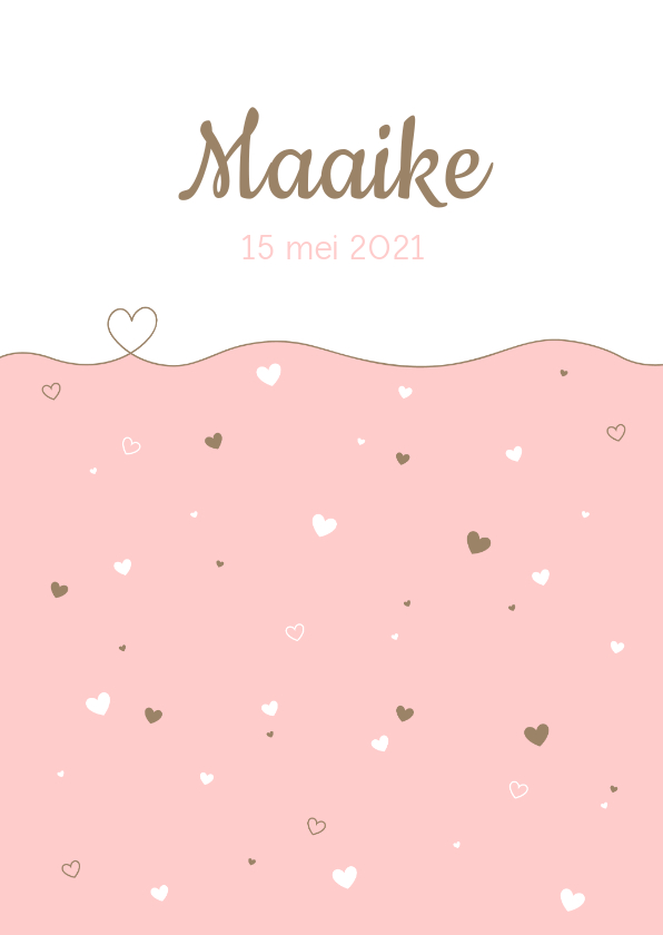 Geboorte - Lijn met hartje en kleine hartjes - Geboortekaartjes Geboortekaartjes - Geboorte - Lijn met hartje en kleine hartjes