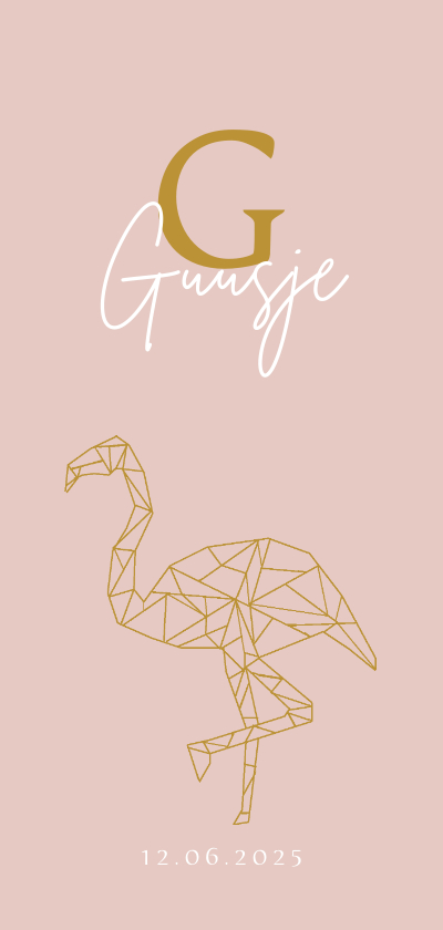 Geboortekaartjes - Geboorte meisje geometrisch flamingo