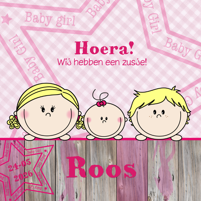 Geboorte Meisje, jongen met Zus - Geboortekaartjes Geboortekaartjes - Geboorte Meisje, jongen met Zus
