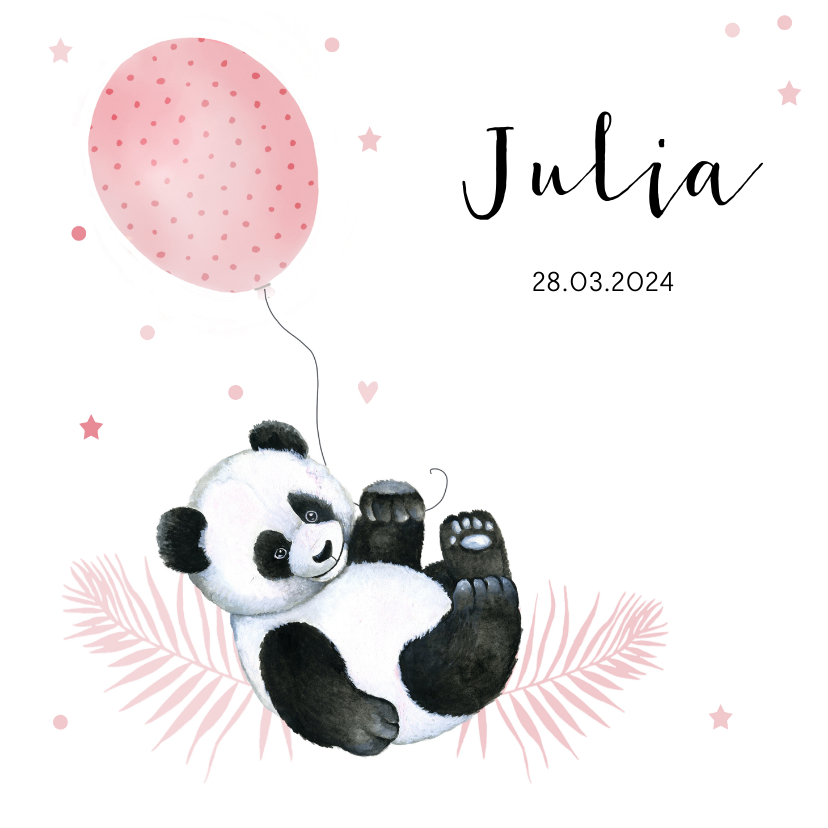 Geboorte meisje pandabeertje ballonnetje - Geboortekaartjes Geboortekaartjes - Geboorte meisje pandabeertje ballonnetje