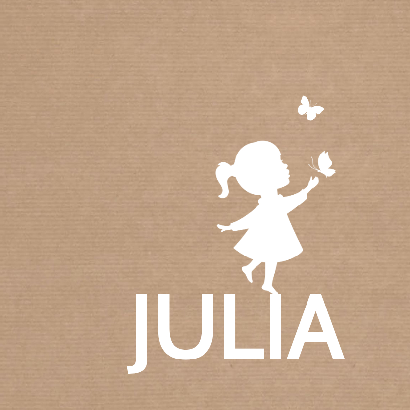 Geboorte Meisje Silhouet Vlinder - Geboortekaartjes Geboortekaartjes - Geboorte Meisje Silhouet Vlinder