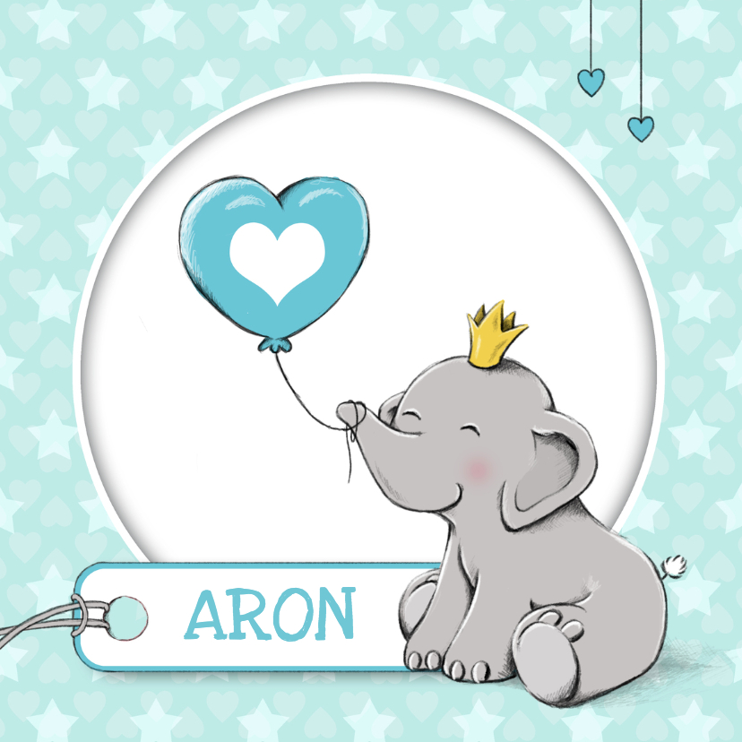 Geboorte olifant kroon - IH - Geboortekaartjes Geboortekaartjes - Geboorte olifant kroon - IH