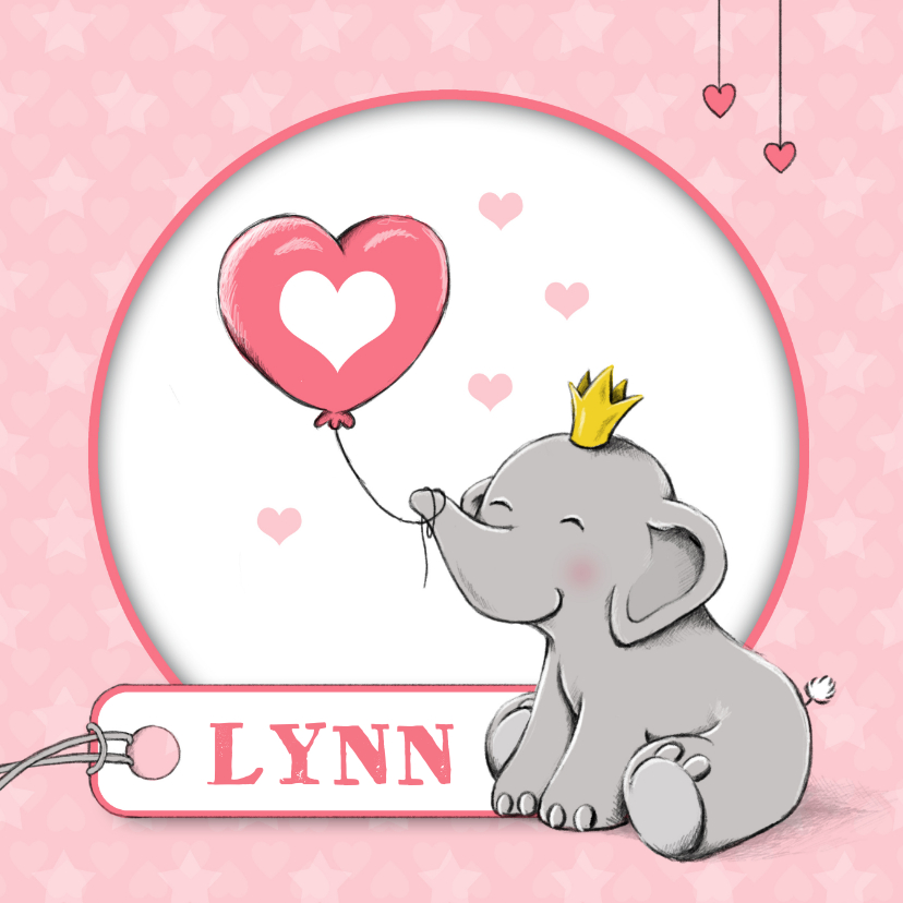 Geboorte olifant label - IH - Geboortekaartjes Geboortekaartjes - Geboorte olifant label - IH
