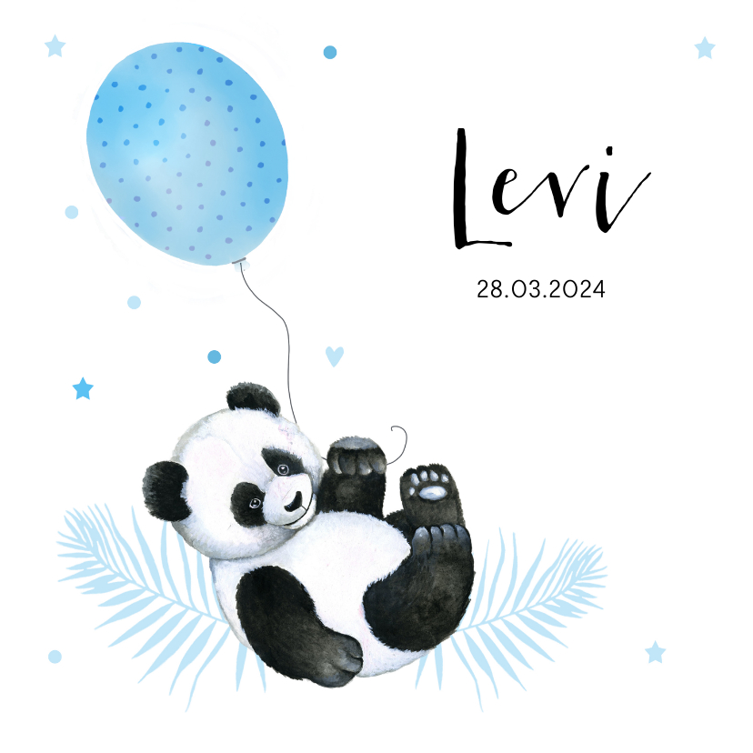Geboorte panda ballonnetje - Geboortekaartjes Geboortekaartjes - Geboorte panda ballonnetje