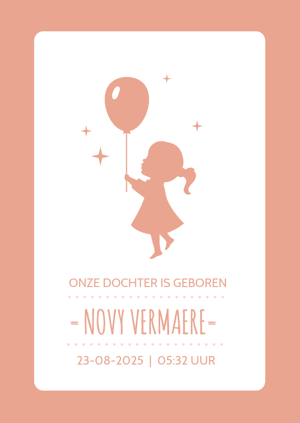 Geboorte Silhouet Ballon Sterren - Geboortekaartjes Geboortekaartjes - Geboorte Silhouet Ballon Sterren
