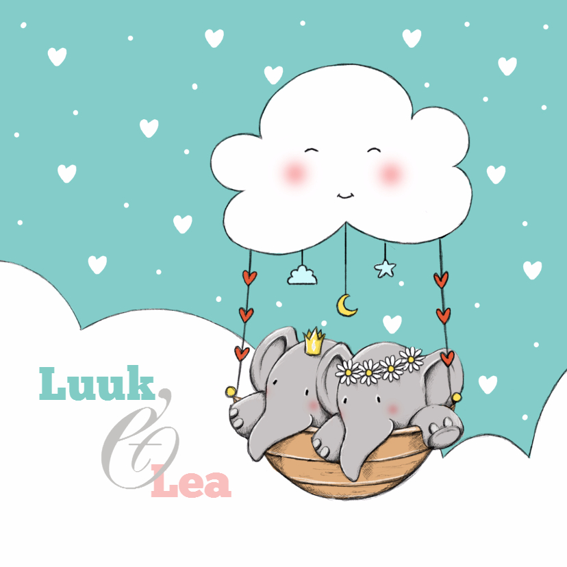 Geboorte tweeling Luuk en Lea IH - Geboortekaartjes Geboortekaartjes - Geboorte tweeling Luuk en Lea IH