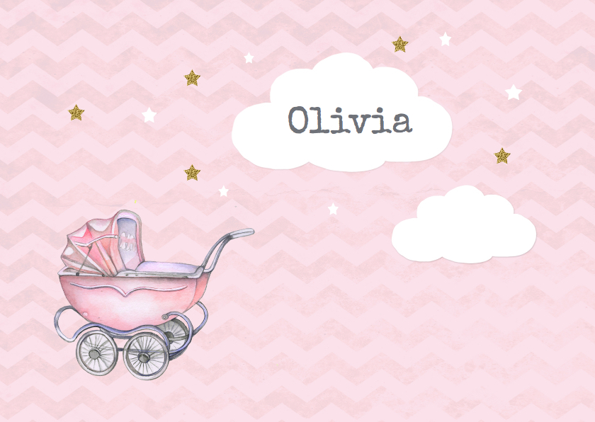 Geboorte vintage kinderwagen - Geboortekaartjes Geboortekaartjes - Geboorte vintage kinderwagen