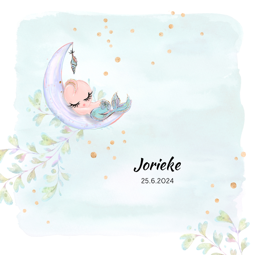 Geboortekaart baby-zeemeermin - Geboortekaartjes Geboortekaartjes - Geboortekaart baby-zeemeermin