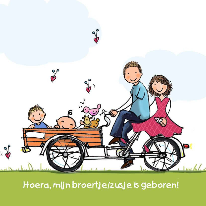 Geboortekaart bakfiets broertje klant - Geboortekaartjes Geboortekaartjes - Geboortekaart bakfiets broertje klant