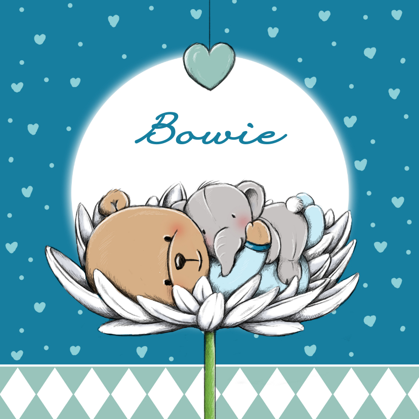 Geboortekaart beertje Bowie IH - Geboortekaartjes Geboortekaartjes - Geboortekaart beertje Bowie IH