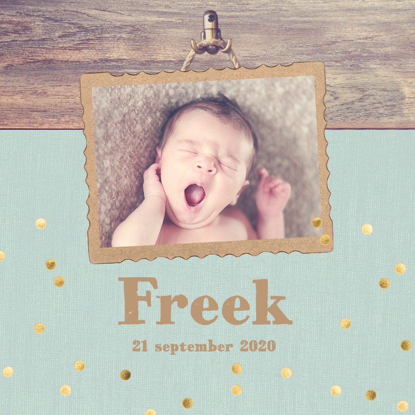 geboortekaart gouden confetti - Geboortekaartjes Geboortekaartjes - geboortekaart gouden confetti