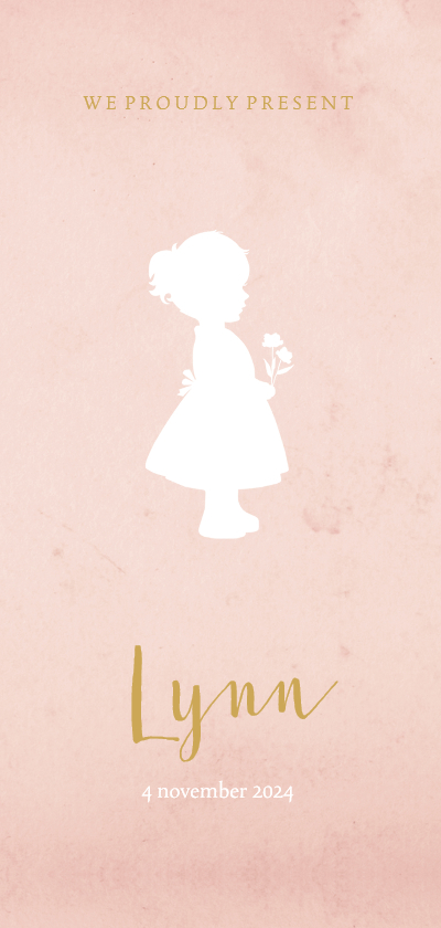 Geboortekaart langwerpig roze aquarel silhouet - BC - Geboortekaartjes Geboortekaartjes - Geboortekaart langwerpig roze aquarel silhouet - BC