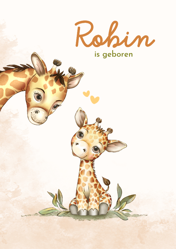 Geboortekaartjes - Geboortekaart met grote en kleine giraf