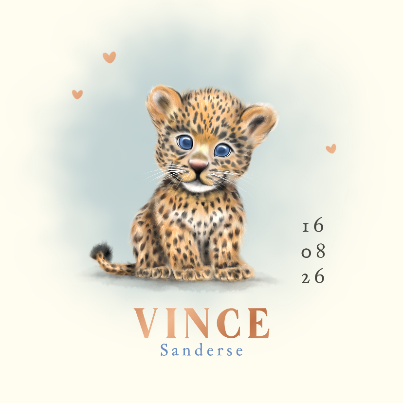 Geboortekaart panter welpje - Geboortekaartjes Geboortekaartjes - Geboortekaart panter welpje