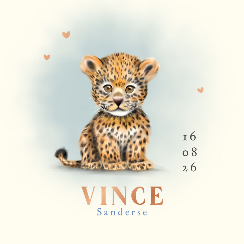 Geboortekaart panter welpje - Geboortekaartjes Geboortekaartjes - Geboortekaart panter welpje