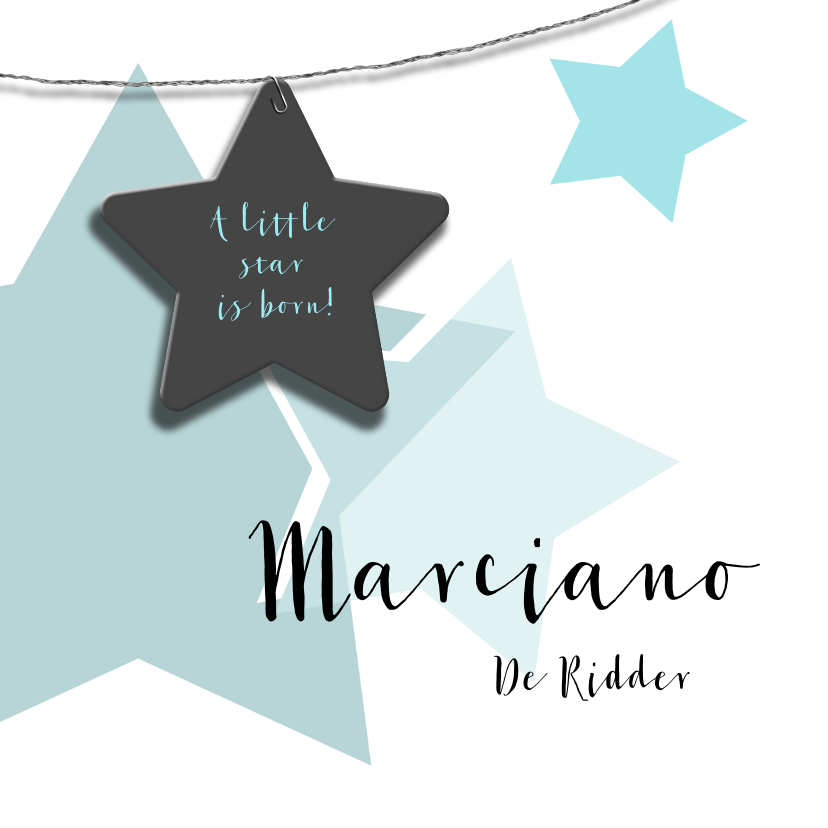 Geboortekaart sterren hip en trendy - Geboortekaartjes Geboortekaartjes - Geboortekaart sterren hip en trendy