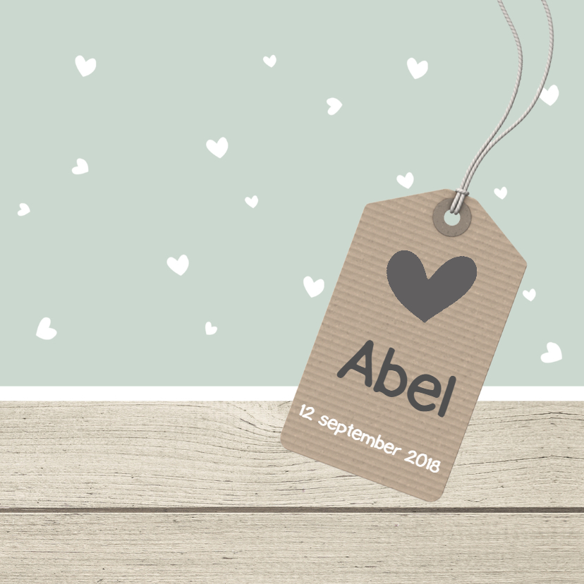 Geboortekaartje Abel hartjes - Geboortekaartjes Geboortekaartjes - Geboortekaartje Abel hartjes