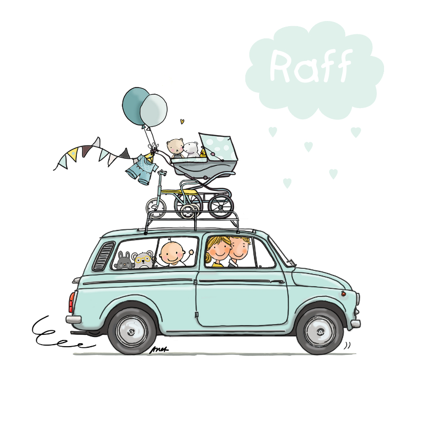 Geboortekaartje Fiat 500 bestel - Geboortekaartjes Geboortekaartjes - Geboortekaartje Fiat 500 bestel