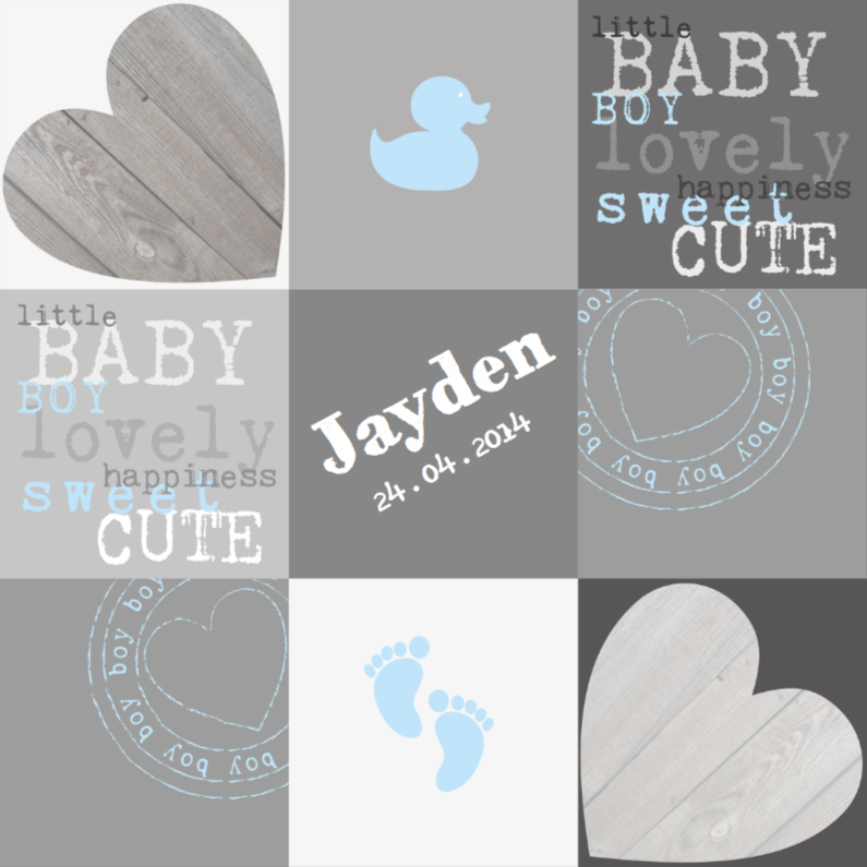 Geboortekaartje Babyboy Vakjes - Geboortekaartjes Geboortekaartjes - Geboortekaartje Babyboy Vakjes