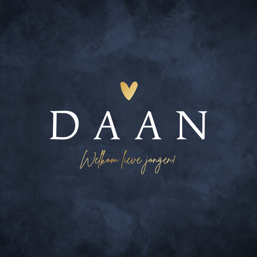 Geboortekaartje blauw stijlvol goud hartje jongen - Geboortekaartjes Geboortekaartjes - Geboortekaartje blauw stijlvol goud hartje jongen