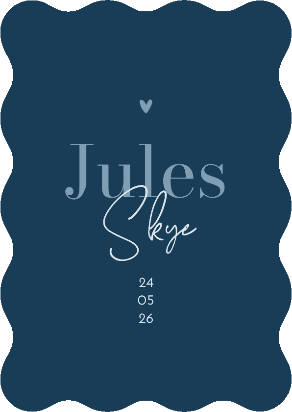 Geboortekaartjes - Geboortekaartje blauw wave vorm stijlvol jongen hartje