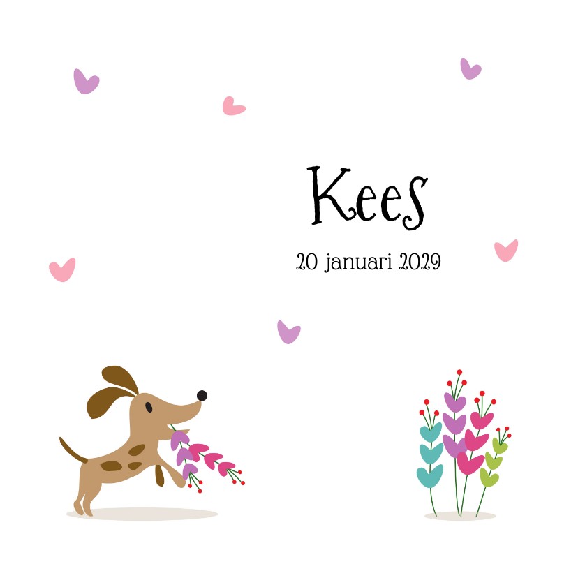 Geboortekaartje blij hondje - Geboortekaartjes Geboortekaartjes - Geboortekaartje blij hondje