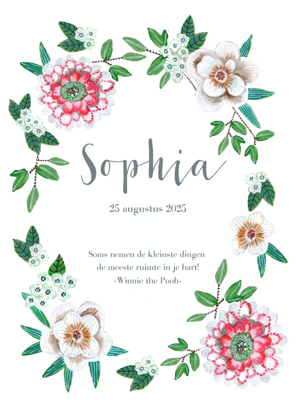 Geboortekaartje botanisch bloemen - Geboortekaartjes Geboortekaartjes - Geboortekaartje botanisch bloemen