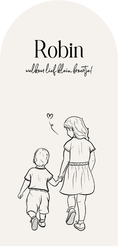 Geboortekaartje broertje boog met lijn illustratie zwart wit - Geboortekaartjes Geboortekaartjes - Geboortekaartje broertje boog met lijn illustratie zwart wit