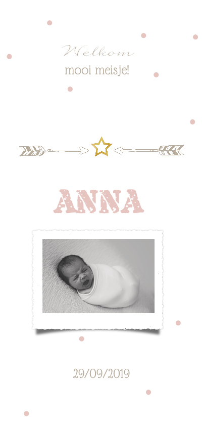 Geboortekaartje confetti met foto en gouden ster - Geboortekaartjes Geboortekaartjes - Geboortekaartje confetti met foto en gouden ster