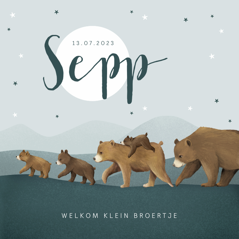 Geboortekaartje dieren beren beestenboel broertje sterren - Geboortekaartjes Geboortekaartjes - Geboortekaartje dieren beren beestenboel broertje sterren