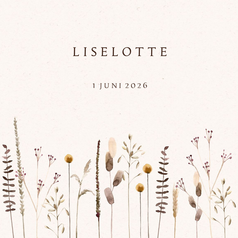 Geboortekaartje droogbloemen - Geboortekaartjes Geboortekaartjes - Geboortekaartje droogbloemen