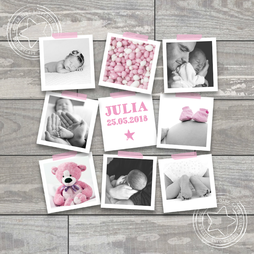 Geboortekaartje foto collage hip - Geboortekaartjes Geboortekaartjes - Geboortekaartje foto collage hip