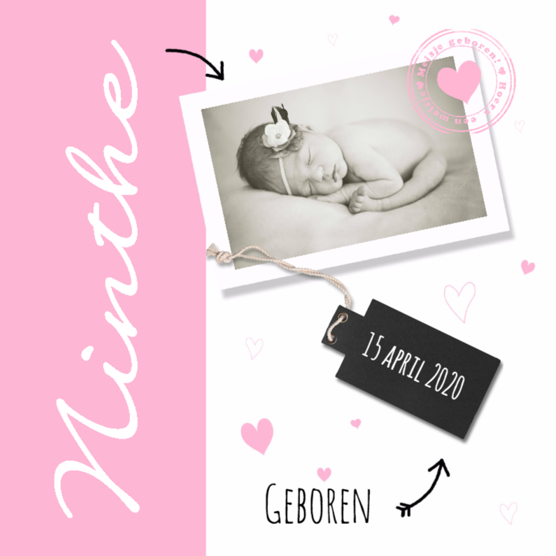 Geboortekaartje foto stempel - Geboortekaartjes Geboortekaartjes - Geboortekaartje foto stempel