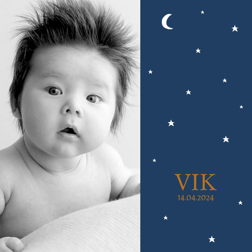 Geboortekaartje foto sterren maan jongen - Geboortekaartjes Geboortekaartjes - Geboortekaartje foto sterren maan jongen