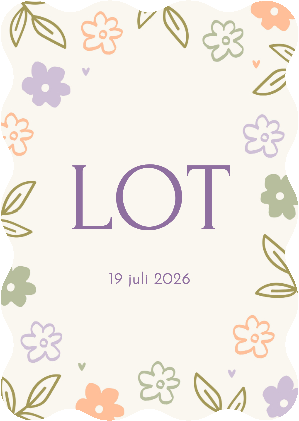 Geboortekaartjes - Geboortekaartje golf met gekleurde bloemetjeskader