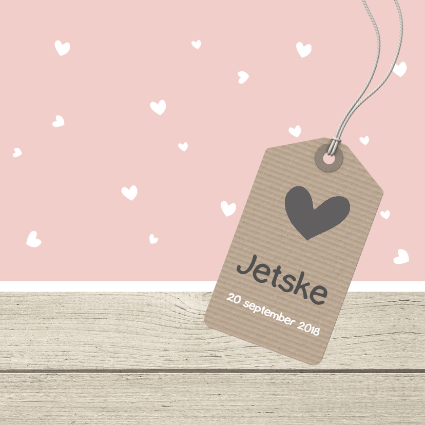 Geboortekaartje hartjes en hout - Geboortekaartjes Geboortekaartjes - Geboortekaartje hartjes en hout