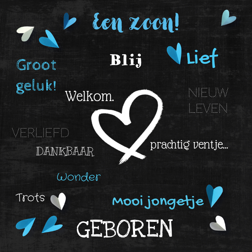 Geboortekaartje hartjes Joost - Geboortekaartjes Geboortekaartjes - Geboortekaartje hartjes Joost