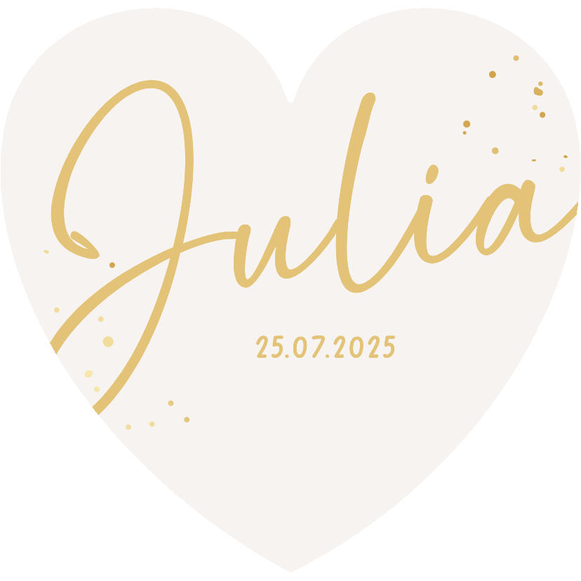 Geboortekaartje hartkaart beige goud spetters lief - Geboortekaartjes Geboortekaartjes - Geboortekaartje hartkaart beige goud spetters lief