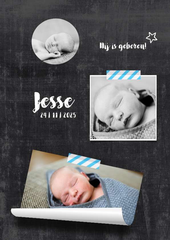 Geboortekaartje hip chalkboard - Geboortekaartjes Geboortekaartjes - Geboortekaartje hip chalkboard