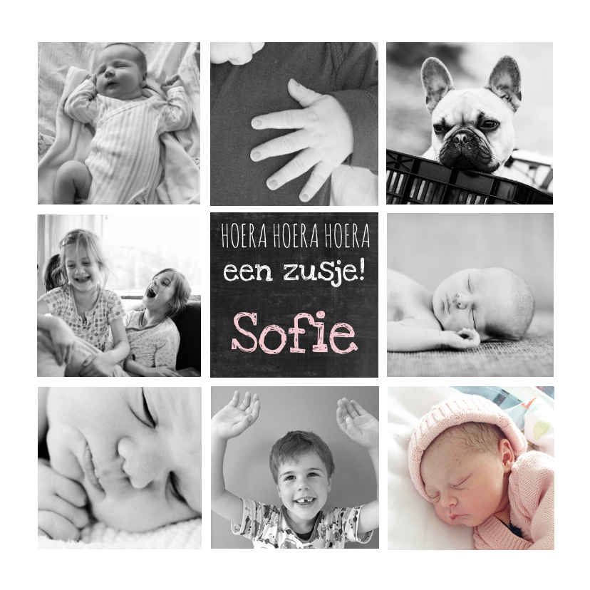 Geboortekaartje hip foto collage - Geboortekaartjes Geboortekaartjes - Geboortekaartje hip foto collage