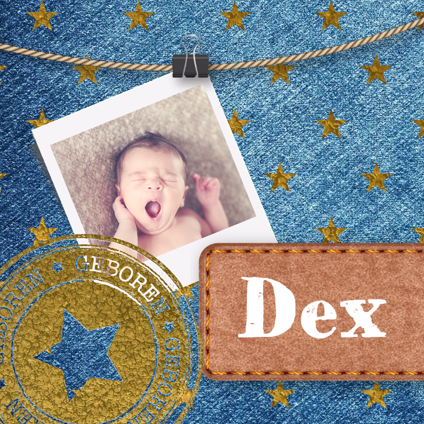 Geboortekaartje hip met jeans - Geboortekaartjes Geboortekaartjes - Geboortekaartje hip met jeans