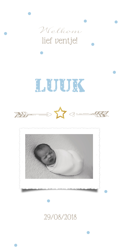 Geboortekaartje jongen met confetti en gouden ster - Geboortekaartjes Geboortekaartjes - Geboortekaartje jongen met confetti en gouden ster