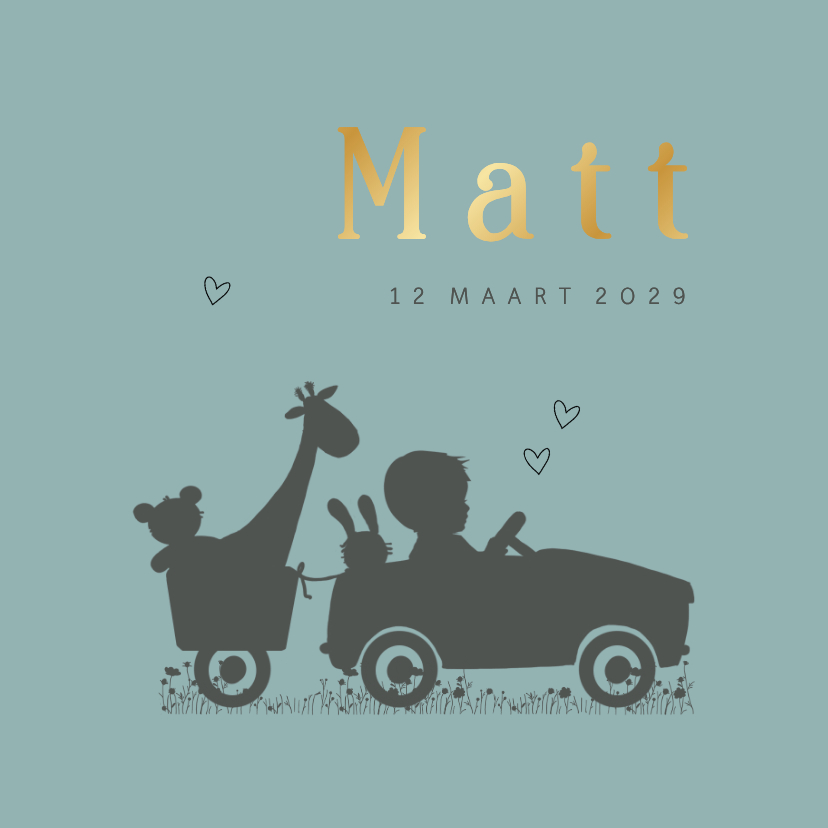 Geboortekaartje jongen trapauto - Geboortekaartjes Geboortekaartjes - Geboortekaartje jongen trapauto